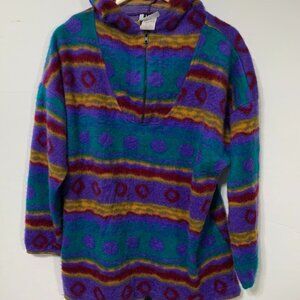 Jeans Wear Vintage Aztec Print Pullover, Hood, 1/4 Zip, 90s Indie Size Medium